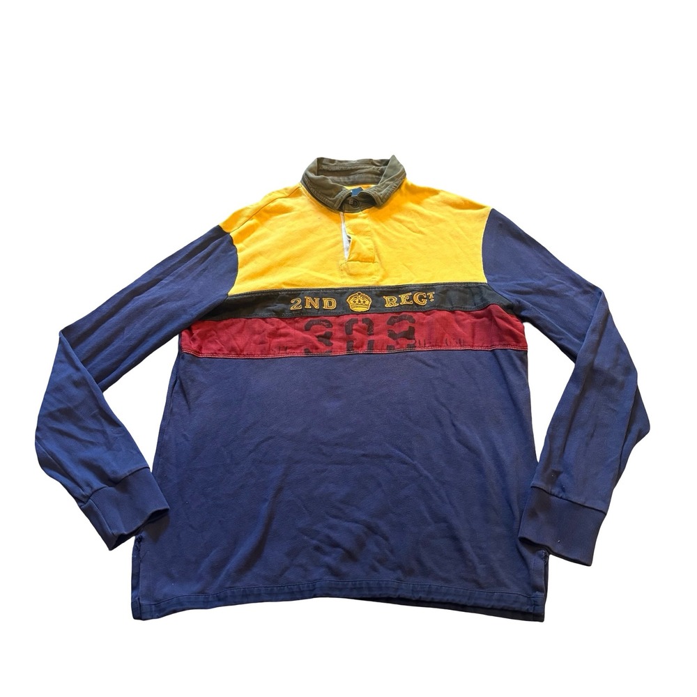 Polo Ralph Lauren Mens‎ Custom Fit Rugby Shirt Colorblock Union Jack Navy Large